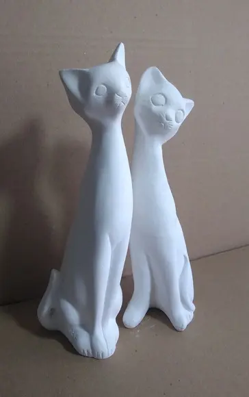 Escultura Casal Gato Francês 2 Imagem em Gesso Cru P/pintar