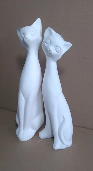Escultura Casal Gato Francês 2 Imagem em Gesso Cru P/pintar