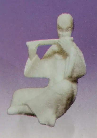 Escultura Chines da Flauta em Gesso Cru para Pintar