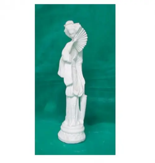 Escultura Chinesa Fina Leque em Gesso Cru para Pintar