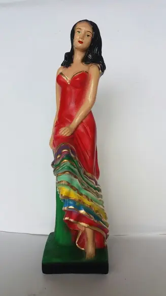 Escultura Cigana Sete Saias Sentada Imagem Gesso 100% Puro