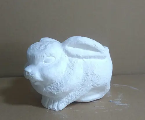 Escultura Coelho Coco Imagem em Gesso Cru para Pintar