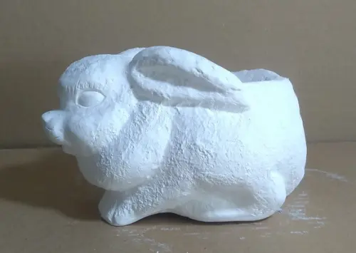 Escultura Coelho Coco Imagem em Gesso Cru para Pintar