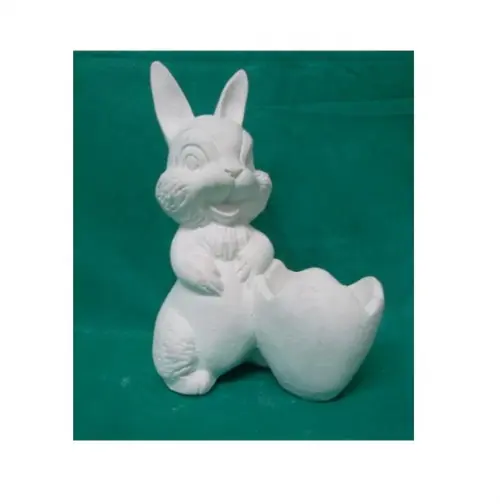 Escultura Coelho Feliz com Casca de Ovo para Pintar