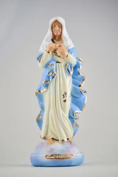 Escultura Coração de Maria Imagem 100% em Gesso Estatua