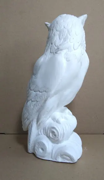 Escultura Coruja no Tronco em Gesso Cru para Pintar