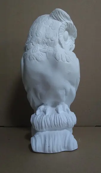 Escultura Coruja no Tronco em Gesso Cru para Pintar