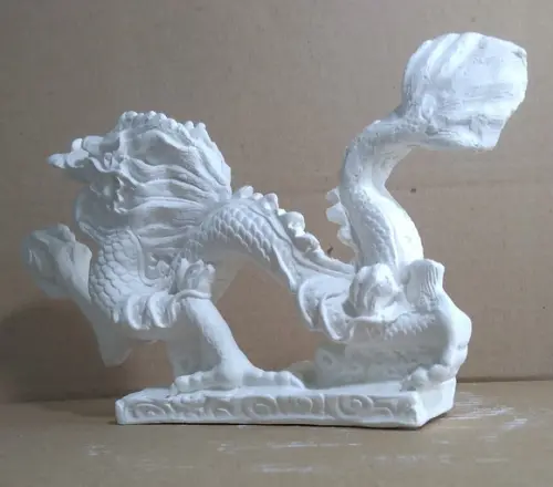 Escultura Dragão Bola Médio em Gesso Cru para Pintar