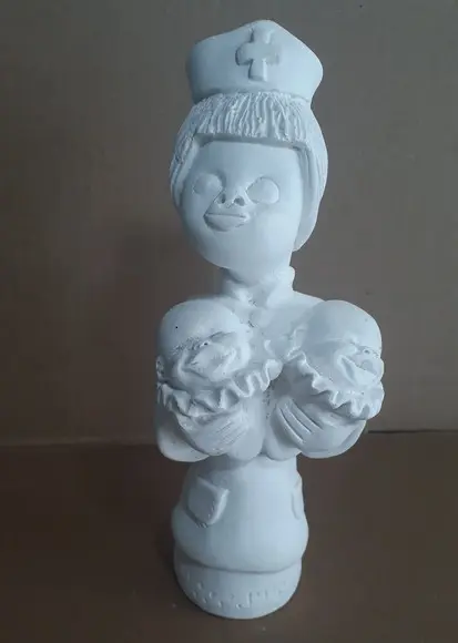 Escultura Enfermeira Imagem em Gesso Cru para Pintar