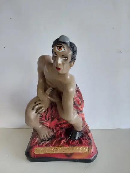Escultura Exu Mal Olhado Imagem 100% em Gesso Natural