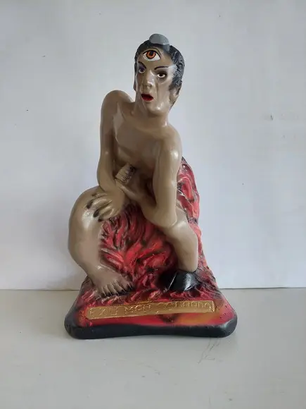 Escultura Exu Mal Olhado Imagem 100% em Gesso Natural