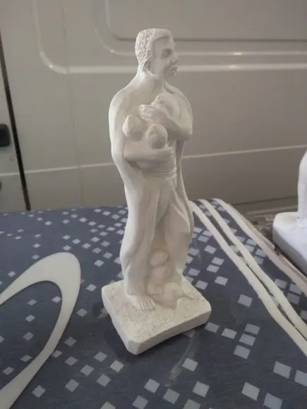 Escultura Exu Sete Cocos Imagem Baiano 7 Cocos Gesso Cru