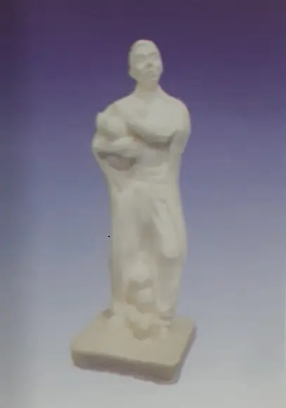 Escultura Exu Sete Cocos Imagem Baiano 7 Cocos Gesso Cru
