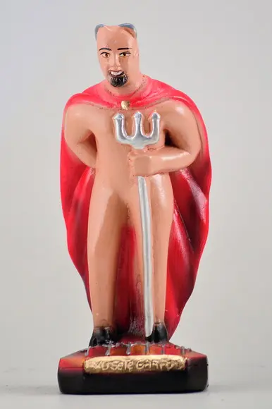 Escultura Exu Sete Garfos Imagem 100% em Gesso Puro Natural