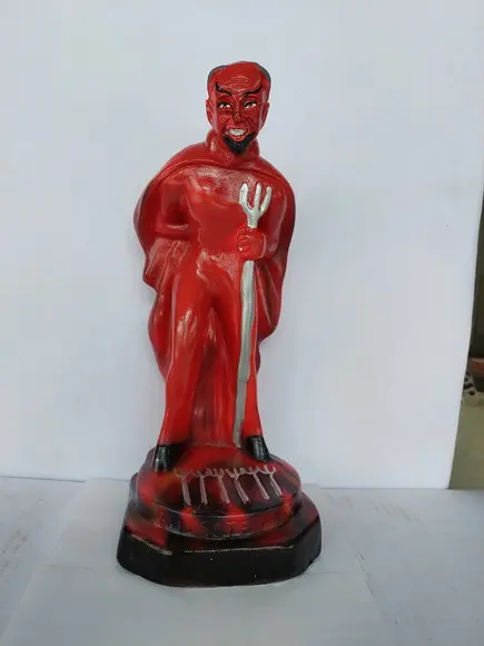 Escultura Exu Sete Garfos Imagem 100% em Gesso Puro Natural