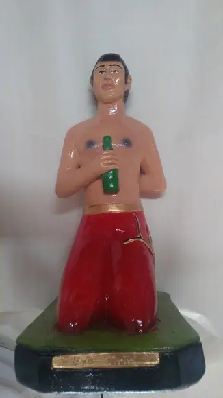 Escultura Exu Tiriri Ajoelhado Imagem Titi Grande em Gesso