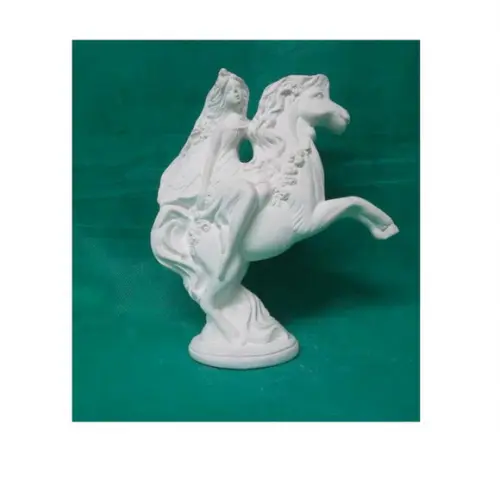 Escultura Fada no Cavalo Imagem em Gesso Cru para Pintar