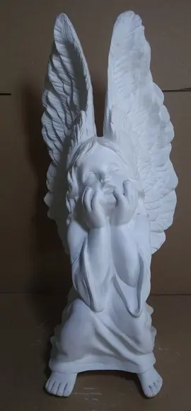 Escultura Fada Pensativa Imagem Anjo Pensando em Gesso Cru