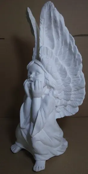 Escultura Fada Pensativa Imagem Anjo Pensando em Gesso Cru