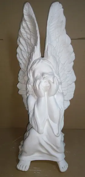 Escultura Fada Pensativa Imagem Anjo Pensando em Gesso Cru