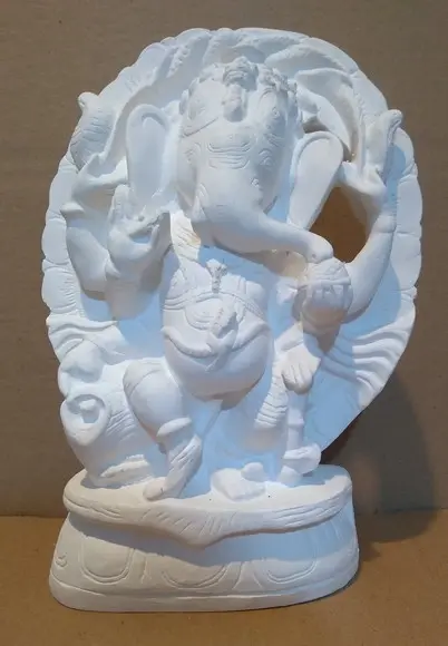 Escultura Ganesha Da Cobra Em Gesso Cru Ganes Ha