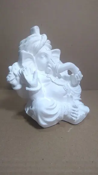 Escultura Ganesha Imagem Estátua Ganesh C/turbante Gesso Cru