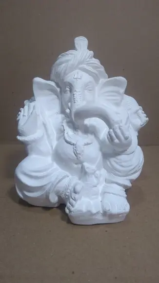 Escultura Ganesha Imagem Estátua Ganesh C/turbante Gesso Cru