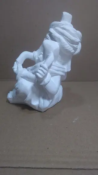Escultura Ganesha Imagem Estátua Ganesh C/turbante Gesso Cru