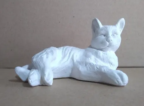 Escultura Gato Felicio Imagem em Gesso Cru para Pintar