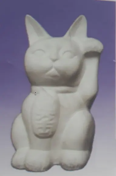 Escultura Gato Chines Imagem em Gesso Cru para Pintar