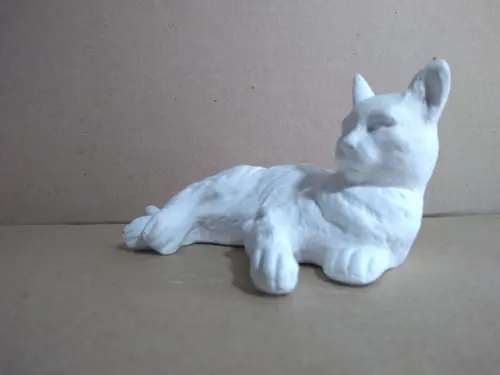Escultura Gato Felicio Imagem em Gesso Cru para Pintar