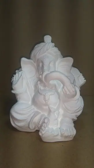 Escultura Ganesha Imagem Estátua Ganesh C/turbante Gesso Cru