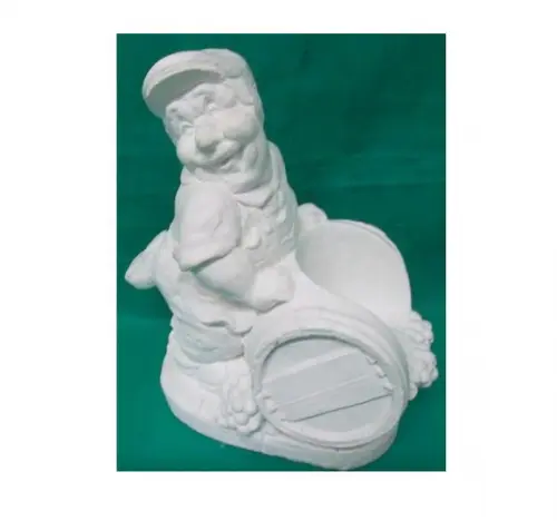 Escultura Italiano do Barril em Gesso Cru Porta Garrafa