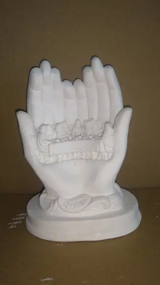 Escultura Mão Santa Ceia em Gesso Cru p/ Pintar Como Desejar