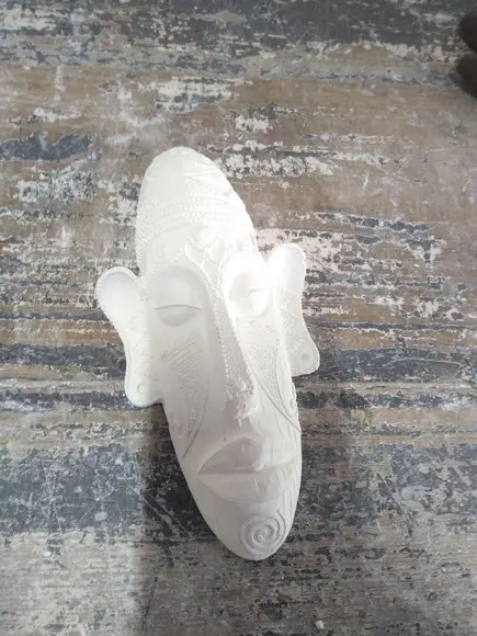 Escultura Mascara de Ogum Imagem em Gesso Cru