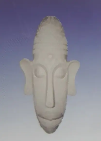 Escultura Mascara de Ogum Imagem em Gesso Cru