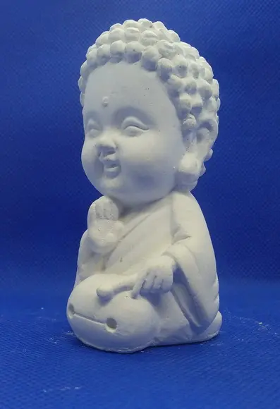 Escultura Mini Buda Imagem do Monge em Gesso Cru