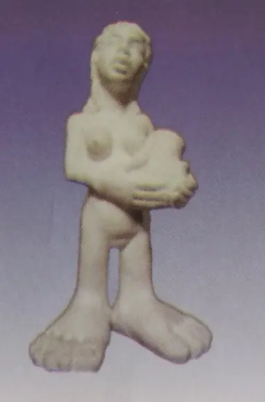 Escultura Negra com Pote em Gesso Cru para Pintar