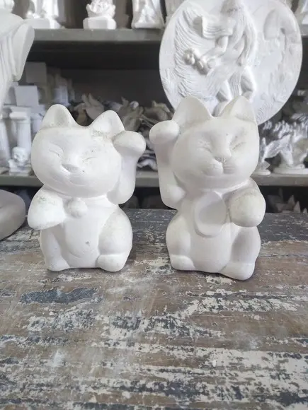 Escultura Par de Gatos Chineses Imagem Gato Chines o Par