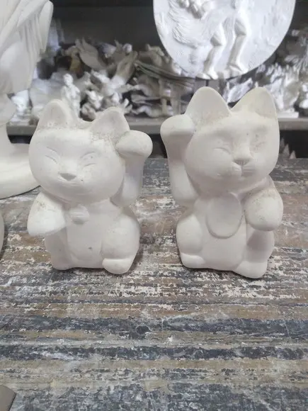 Escultura Par de Gatos Chineses Imagem Gato Chines o Par