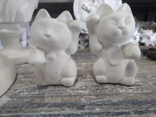 Escultura Par de Gatos Chineses Imagem Gato Chines o Par
