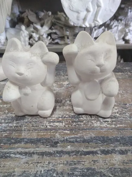 Escultura Par de Gatos Chineses Imagem Gato Chines o Par