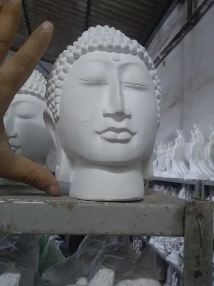 Escultura Placa Busto de Buda Imagem em Gesso para Pintar