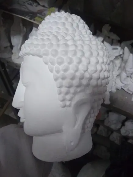 Escultura Placa Busto de Buda Imagem em Gesso para Pintar