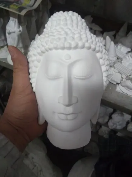 Escultura Placa Busto de Buda Imagem em Gesso para Pintar