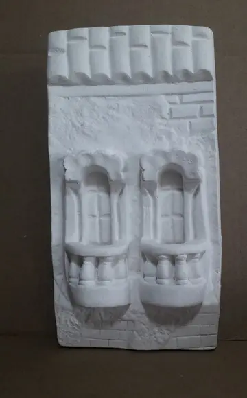 Escultura Portal Duas Sacadas de Parede para Pintar em Gesso