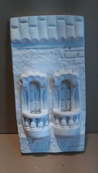 Escultura Portal Duas Sacadas de Parede para Pintar em Gesso