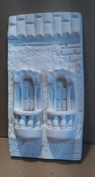 Escultura Portal Duas Sacadas de Parede para Pintar em Gesso