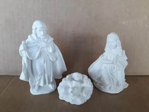 Escultura Presépio de 3 Peças Imagem em Gesso para Pintar