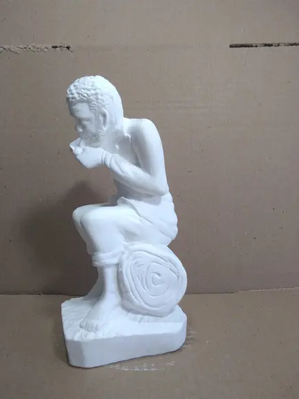 Escultura Preto Velho Imagem sem Nome para Batizar Gesso Cru